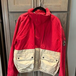 Vintage 1990’s Ralph Lauren Polo Sport Red & Tan Colorblock Windbreaker Jacket